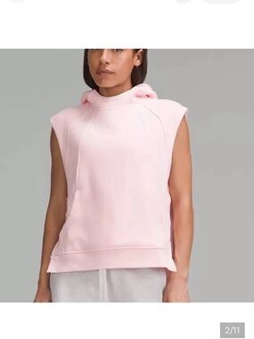 lululemon athletica Light Pink Sleeveless Scuba Hoodie M/L